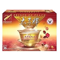 Prince of Peace American Ginseng Root Tea With Rose Hip, 36 Tea Bags – Rose Ginseng Tea Bags – Pure American Ginseng Root Blended With Rose Hip – Made with Premium Wisconsin Ginseng