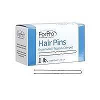 ForPro Professional Collection Hair Pins (320-Count Approx), Brown, 3L, Ball-Tipped, Crimped, Non-Damaging, 1 Lb.