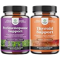 Natures Craft Bundle of Perimenopause Supplement for Women -Multibenefit Menopause Relief for Women and Herbal Thyroid Support Complex - Mood Enhancer Energy Supplement for Thyroid Health