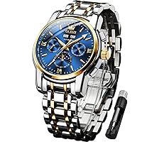 OLEVS Men's Watches Automatic Skeleton Mechanical Luxury Dress Watch with Moon Phase Day Date Waterproof Luminous Two Tone Watch