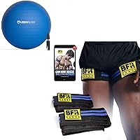 URBNFit Exercise Ball + BFR BANDS Bundle -Blood Flow Restriction Bands - 2 Pc for Legs, Booty & Glutes, 3-Inch Wide Straps - DoubleWrap Occlusion Bands for Gym & Weight Lifting to Increase Muscle Mass