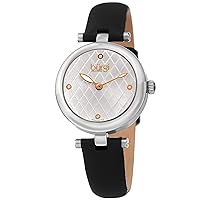 Burgi Women's BUR196 Diamond Accented Argyle Dial Watch - Comfortable Leather Strap - in a Gift Box
