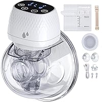 Wearable Breast Pump, Electric Hands-Free & Painless Breastfeeding Breast Pumps, 3 Modes & 9 Levels, LCD Display, Rechargeable with Massage, Can Work in-Bra,19/22/25mm Flange,1 Pack