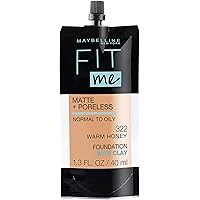 Maybelline New York Fit Me Matte + Poreless Liquid Foundation, Pouch Format, 322 Warm Honey, 1.3 Ounce