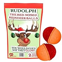 Rudolph Reindeer Balls Bath Bombs - Red Bath Bombs for Women - Adult Christmas Gag Gifts - Funny Reindeer Gifts - Black Cherry Scent