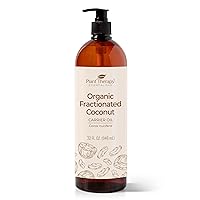 Plant Therapy Essential Oils Organic Fractionated Coconut Oil for Skin, Hair, Body 100% Pure, USDA Certified, Natural Moisturizer, Massage & Aromatherapy Liquid Carrier Oil 32 oz, Pump