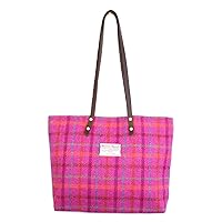 Harris Tweed ladies Runner Bag - Pink Heather plaid design hand made in Scotland