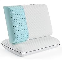 WEEKENDER 2 Pack Gel Memory Foam Pillow – Set of Two Pillows - Ventilated Cooling Pillows – Removable, Machine Washable Cover - Standard , Blue