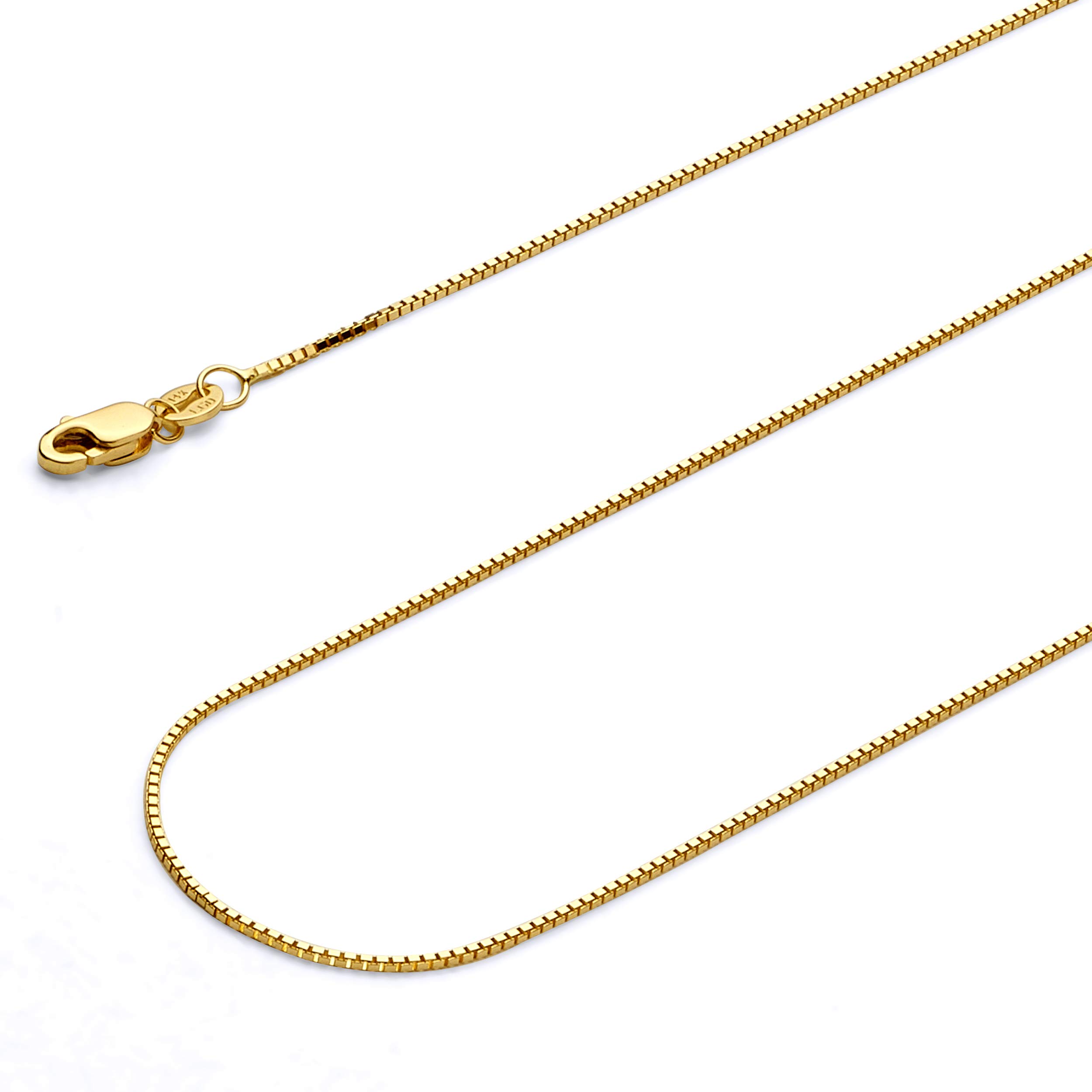 14k REAL Yellow OR White OR Rose/Pink Gold Solid 0.9mm Box Link Chain Necklace with Lobster Claw Clasp