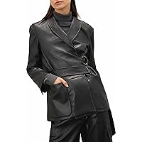 Women's Belted Leather Jacket