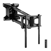 Motorized Fireplace TV Wall Mount | Remote Control Electric Pull Down Mantel Mounting Bracket, Up to 77 Lbs Weight Capacity, Height Adjustable, Swivel, VESA 600x400 Compatible