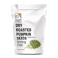 It's Just - Pumpkin Seeds (Pepitas) 1.88lb, No Shell, Raw Unsalted or Dry Roasted with Sea Salt, Keto Friendly Snacking, Non-GMO, Packed in USA (Dry Roasted/Sea Salted)