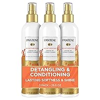 Pantene Conditioning Detangler Spray, Pro-V Repair & Protect, Nutrient Boost for Damaged Hair, Antioxidant Enriched, Leave-In Conditioner, Smooth & Shine, Sulfate-Free, 8.5 Fl Oz, 3 Pack