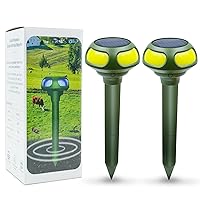 2 PCS Ultrasonic Mole Repellent, 4 Modes Solar Powered Mole Repellent, Outdoor Waterproof Animals Repellent for Get Rid of Mole, Gopher, Snakes, Vole and Other Underground Pests for Yard Garden Lawn