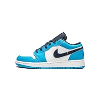 Jordan Nike Youth Air 1 Low GS UNC, White/Dark Powder/Blue/Obsidian, 3.5Y
