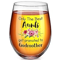 Thank You for Being My Godmother Wine Glass, Personalized Mother's Day Birthday Christmas Gift for Godmother Mother, 17 Oz Godmother Announcement Wine Glass for Godmother from Godchild (Only The Best)