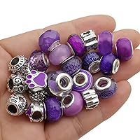 80 Pcs Assorted European Large Hole Beads, Spacer Glass Beads Rhinestone  Metal Macrame Charms Supplies for DIY Crafts Bracelets Necklaces Jewelry