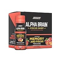 Alpha Brain Focus Energy Shot Supplement - Energy, Focus, Mood, Stress, Brain Booster Drink - Peach (2.5 fl oz, 6 ct)