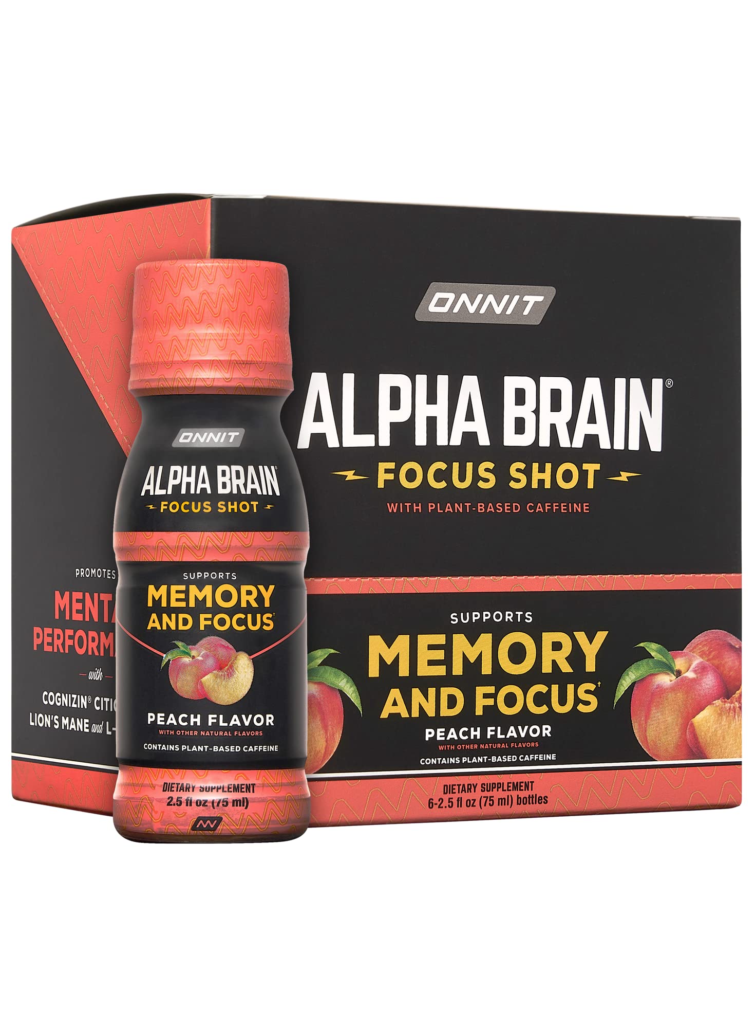 Onnit Alpha Brain Focus Shots Bundle - Peach 6ct & Tropical 6ct