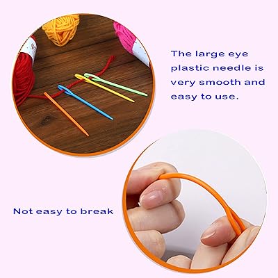 50PCS Plastic Sewing Needles, Large Eye Plastic Yarn Needles for Kids,  9cm/3.54inch Plastic Needles for Yarn and Craft Plastic Embroidery Needle  for