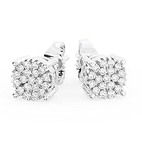 9K White Gold Round Brilliant Cut 100% Natural Diamond Stud Earrings| Jewelry Gifts for Women
