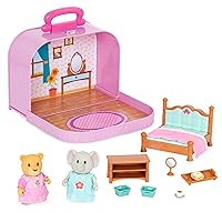 Lil Woodzeez – Portable Dollhouse Playset with 2 Posable Figures – Playhouse Toy – Travel Suitcase Bedroom & Mini Furniture – Animal Figurines – Kids 3 Years +