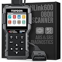 OBD2 Scanner Code Reader AL600, ABS& SRS Scanner Diagnostic Tool with Active Test, TOPDON Scanner for Car with Oil/BMS/SAS Reset Service, Full OBD2 Functions Automotive Scan Tool, Lifetime Free Update