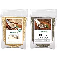 Healthworks Quinoa White Whole Grain Raw Organic (80 Ounces / 5 Pounds) and Chia Seeds Raw (32 Ounces / 2 Pounds)