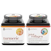 Youtheory Turmeric Curcumin Supplement with Black Pepper BioPerine 60ct, Vegetarian Joint Collagen Capsules 60ct Value Bundle