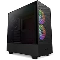 NZXT H5 Flow RGB ATX Mid-Tower Gaming Case - High Airflow, Tempered Glass, Cable Management, 280mm Radiator Support - Black