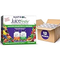 Natrol JuiceFestiv Pack, Daily Fruit and Veggie Capsules, Dietary Supplement Supports Balanced Nutrition, 120 Count (Pack of 12)