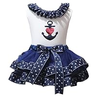 Petitebella Heart Anchor White Shirt Sailor Navy Petal Skirt Nb-8y