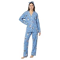 PJ Salvage Women's Loungewear Flannels Pajama Pj Set, Denim, Large