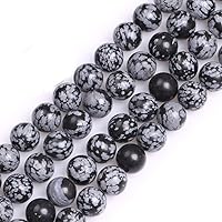 GEM-Inside Snowflake Obsidian Gemstone Loose Beads Natural 10mm Round Crystal Energy Stone Power for Jewelry Making 15