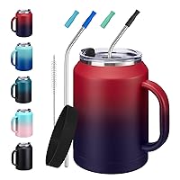 50oz Tumbler w/Lid and Straw - Gulp, Protective Cup Mat, 50 oz Stainless Steel Coffee Mug for Travel Work, Double Wall Insulated Tumblers Metal Cups, Leak Proof Large Flask Jug Water Bottle