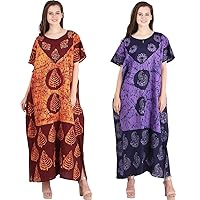 Cotton Caftan/Kaftan Combo 2 Indian Cotton Batik Bohemian Long Dress