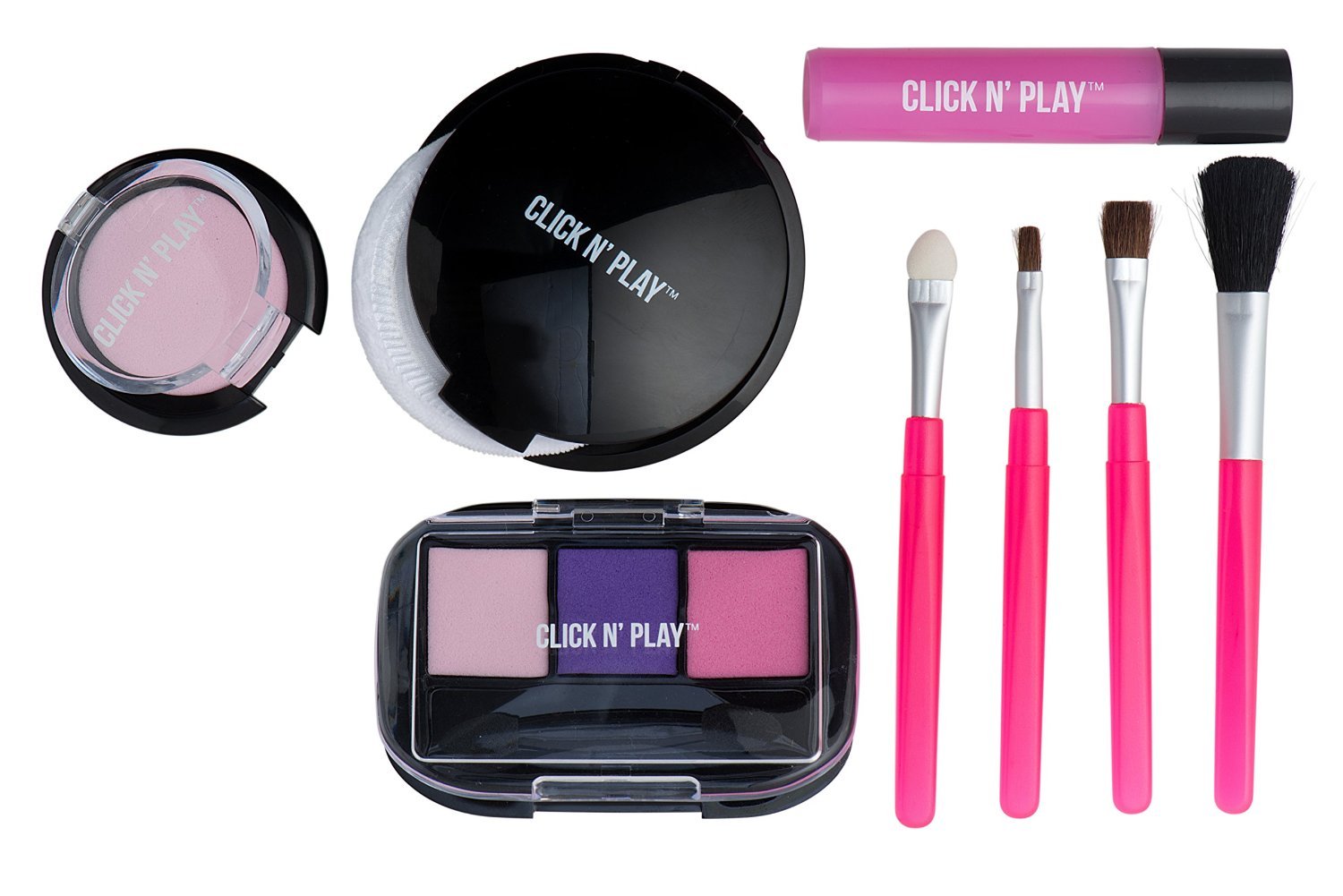 Click N' Play Cosmetic and Makeup Set for Girls, Includes Floral Tote Bag and 8-piece, for Pretend Play