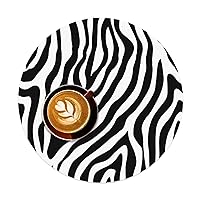 White Coffee Bar Round Mat,Coffee Bar Accessories 14 Inch Coffee Table Decor Cow Print Placemats Set of 1 for Coffee Machine,Coffee Bar,Countertops,Coffee Station Accessories