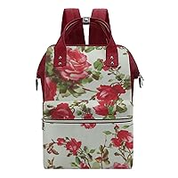 Vintage Rose Diaper Bag for Women Large Capacity Daypack Waterproof Mommy Bag Travel Laptop Backpack