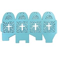 Cross Laser Cut Favor Boxes, 2-Inch, 12-Piece (Blue)