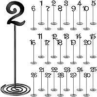 30 Pcs Metal Table Numbers 1-30 Wedding Table Numbers with Sturdy Holder Base Tall Stainless Steel Party Table Number for Wedding Reception Banquet Birthday Party Decor (Black, 12 Inch)