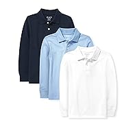 boys Uniform Long Sleeve Pique Polo 4 Pack