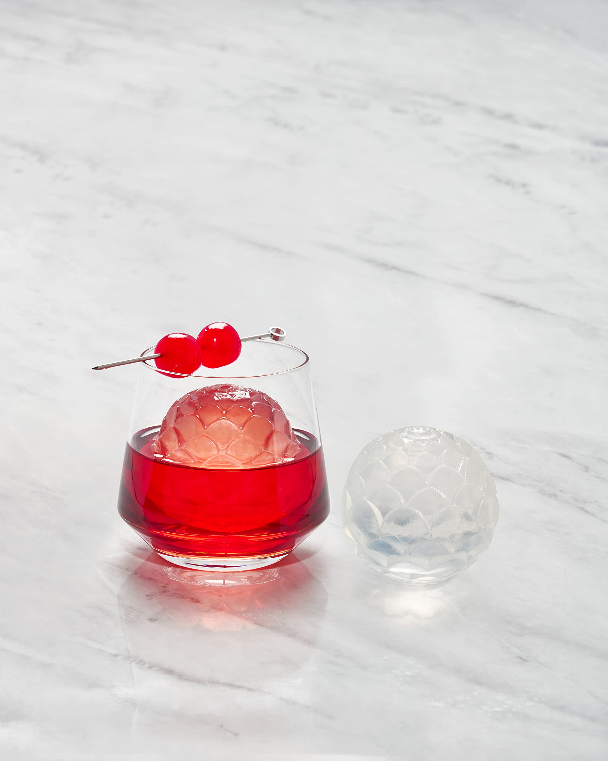 W&P Petal Ice Tray, Perfect Etched Spheres, Slow Melting for Whiskey and Cocktails, Food Grade Premium Silicone, Dishwasher Safe, BPA Free
