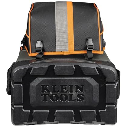 Klein Tools 55665 Ironworker and Welder Backpack, Fire Resistant Exterior, 27 Pockets, Hold Welding Helmet, Hard Hat, 36-Inch Connecting Bar