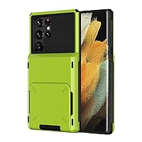 Case for Samsung Galaxy S22/S22 Plus/S22 Ultra,Flip Card Holder Wallet Case Shockproof Silicone TPU Hard PC Dual Layer Protective Cover,Green,s22 Plus 6.6''