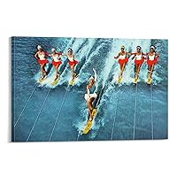 RNOLQZS Vintage Water Skiing Photos Skiing Cute Girls Poster Canvas Wall Art Posters For Room Aesthetic And Decor Pictures For Living Room Bedroom Decor 08x12inch(20x30cm) Frame-style