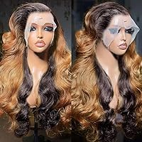 13x6 SKINLIKE Real Swiss HD Transparent Lace Front Wigs 2/27 Ombre Human Hair 180% Density Glueless Wigs Human Hair Pre Plucked Pre Body Wave HD Lace Front Wigs Human Hair Honey Blonde Wig 14 Inch