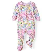 The Children's Place baby girls Rainbow Leopard Fleece One Piece Pajamas