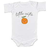 Little Cutie Romper Cute Little Orange Print Baby Coming Soon Newborn Infant Girl Citrus One Birthday Onesie (0-6 Months, Little Cutie-Short Sleeve Romper)