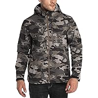 Outdoor Ventures Men's Lightweight Softshell Jacket Fleece Lined Hooded Water Resistant Winter Hiking Windbreaker Jackets